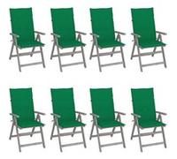 Lot de 8 Chaises Inclinables de Jardin avec Coussins Siège Gris Acacia vidaXL