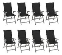 Tuinstoelen 8 st verstelbaar met kussens acaciahout grijs3075148