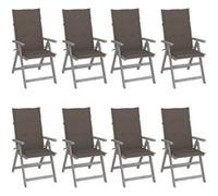 vidaXL Tuinstoelen 8 st verstelbaar met kussens acaciahout grijs3075149 Gris G