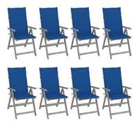 vidaXL Tuinstoelen 8 st verstelbaar met kussens acaciahout grijs3075151 Gris G