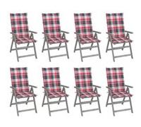 vidaXL Tuinstoelen 8 st verstelbaar met kussens acaciahout grijs3075154 Gris
