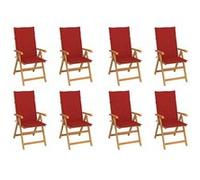 Tuinstoelen 8 st verstelbaar met kussens massief teakhout3072547