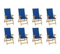 vidaXL Chaises inclinables de jardin avec coussins 8 pcs Teck solide