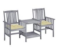 Acacia Solide Chaises de Jardin avec Table à Thé et Coussins Extérieur vidaXL