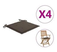 Coussins de Chaise de Jardin Lot de 4, Coussin de Siège de Salon, Coussin de Meuble de Terrasse, Coussin d'Assise Extérieur, Taupe 40x40x3cm Tissu