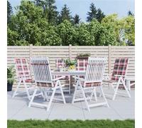 vidaXL Tuinstoelkussens 6 st 120x50x3 cm stof ruitpatroon rood314127 Multicolore G