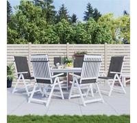 Coussins de Chaise de Jardin à Dossier Haut Terrasse Lot de 4 Noir Tissu vidaXL