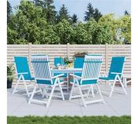 vidaXL Coussins de Chaise de Jardin à Dossier Haut Lot de 6, Coussin de Siège de Salon, Coussin de Meuble de Terrasse, Coussin d’Assise Extérieur, Bleu Tissu Bleu