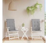vidaXL Coussins de chaise de jardin à dossier haut 120x50x3 cm Gris Lot de 2