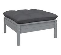 vidaXL Tuinvoetenbank met antracietkleurig kussen grenenhout grijs806642 G