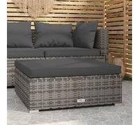vidaXL Tuinvoetenbank met kussen 70x70x30 cm poly rattan grijs317514 G