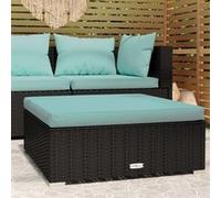 Tuinvoetenbank met kussen 70x70x30 cm poly rattan zwart317536