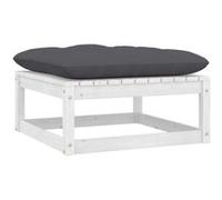 vidaXL Tuinvoetenbank met kussen massief grenenhout wit805726 G