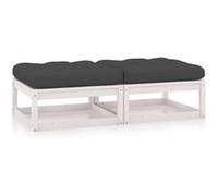vidaXL Tuinvoetenbanken 2 st met kussens massief grenenhout3076280 Blanc G