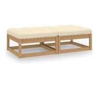 Vidaxl Repose-Pieds De Jardin Avec Coussins 2 Pcs Bois De Pin Solide