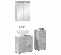 vidaXL Tulum Ensemble de meubles de salle de bain 3 pièces Gris béton moderne Meuble de salle de bain rectangulaire Solution de rangement durable Organisateur économiseur d'espace