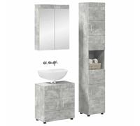 vidaXL Tulum Ensemble de meubles de salle de bain 3 pièces Gris béton moderne Meuble de salle de bain rectangulaire Solution de rangement durable Organisateur économiseur d'espace