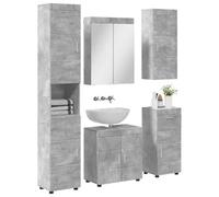 vidaXL Tulum Ensemble de meubles de salle de bain 5 pièces Gris béton moderne Meuble de salle de bain rectangulaire Solution de stockage durable Organisateur économiseur d'espace