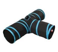 Tunnel pour Chats à 5 Voies Jouet Intéractif Noir et Bleu Polyester vidaXL