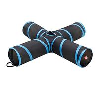 vidaXL Tunnel pour chat 4 voies 132x132x25 cm Polyester, cadre acier, papier crépitant Noir/Bleu