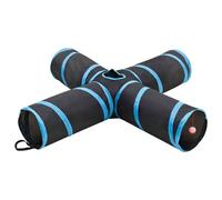 Vidaxl Tunnel Pour Chats À 4 Voies Noir Et Bleu 132 Cm Polyester