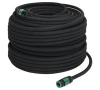 vidaXL Tuyau d'Arrosage de Jardin, Tuyau de Jardinage avec Connecteur, Tuyau d'eau, Remplacement d'Arrosage, Noir 0,6" 100 m Caoutchouc