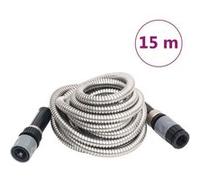 vidaXL Tuyau d'arrosage et buse de pulvérisation argenté 0,6" 15m inox 154511 Gris G