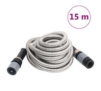 vidaXL Tuyau d'arrosage et buse de pulvérisation argenté 0,6"" 15m inox