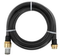 vidaXL Tuyau d'Aspiration avec Raccords en Laiton Pompe de Jardin Tuyau d'Arrosage Installations d'eau Domestique Filtres à Eau Noir 1,1" 5 m PVC