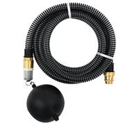 vidaXL Tuyau d'Aspiration avec Raccords en Laiton Pompe de Jardin Tuyau d'Arrosage Installations d'Eau Domestique Filtres à Eau Noir 1,1" 3 m PVC