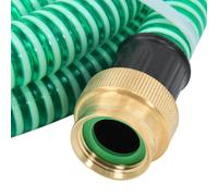 vidaXL Tuyau d'aspiration avec raccords en laiton Vert 1,1" 10 m PVC