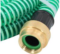 vidaXL Tuyau d'aspiration avec raccords en laiton Vert 1,1" 20 m PVC
