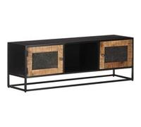 vidaXL Meuble TV Centre de Divertissement Armoire Basse avec 2 Portes et 1 Compartiment Salon Maison Intérieur 120x30x40 cm Bois de Manguier Brut