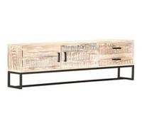Vidaxl Meuble Tv Blanc 140 X 30 X 45 Cm Bois D'acacia Massif Blanc