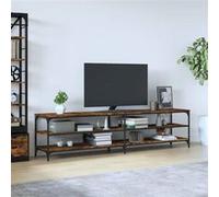 Vidaxl Meuble Tv Chêne Fumé 200x30x50 Cm Bois D'ingénierie Et Métal Multicolore