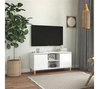 Vidaxl Meuble Tv Avec Pieds En Bois Blanc Brillant 103,5x35x50 Cm Blanc