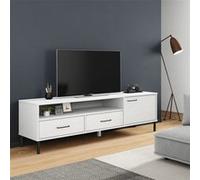 vidaXL Tv-meubel met metalen poten OSLO massief grenenhout wit351029 Blanc G