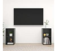 Vidaxl Meubles Tv 2 Pcs Gris Brillant 72x35x36,5 Cm Bois D'ingénierie Gris