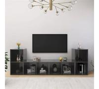 Tv-meubelen 4 st 72x35x36,5 cm bewerkt hout hoogglans grijs3079978