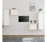Meubles TV 4 pcs Blanc Bois Massif de Pin Muraux Centres Divertissement vidaXL