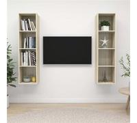 Meubles TV Armoires Rangement Salon Muraux 2 pcs Blanc Bois d'Ingénierie vidaXL