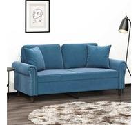 Vidaxl Canapé 2 Places Avec Oreillers Décoratifs Bleu 140 Cm Velours Bleu