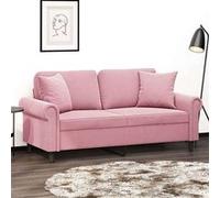 Vidaxl Canapé 2 Places Avec Oreillers Décoratifs Rose 140 Cm Velours Rose