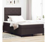 vidaXL Un lit à Ressorts avec Matelas et LED, en Marron foncé, 120 x 200 cm. C'est Un Cadre en Tissu Parfait pour ta Chambre. Il Offre du Rangement et a Un Style Moderne, Confortable et Tendance.