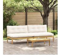 vidaXL Unité de canapé du milieu Acacia Clair et Blanc Crème 3418152
