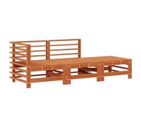 vidaXL Unité de canapé sectionnel 3 Pièce Brun Ciré Pin massif, Jardin et terrasse, Rectangulaire, Canapé d'extérieur modulable, Lounge contemporain, Séjour résistant aux intempéries, Mobilier de pati