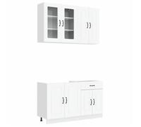 vidaXL Unité de cuisine KALMAR 4 pc Blanc Bois d'ingénierie 3438295