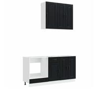 vidaXL Unité de Cuisine Kalmar 5 pcs Noir Bois d'ingénierie, Meuble de Cuisine, Solution de Rangement, Organisateur Moderne, étagère, déco intérieure, Style chez soi