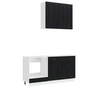 vidaXL Unité de Cuisine Kalmar 5 pcs Noir Bois d'ingénierie, Meuble de Cuisine, Solution de Rangement, Organisateur Moderne, étagère, déco intérieure, Style chez soi