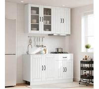 vidaXL Unité de cuisine LUCCA 4 pc Blanc Bois d'ingénierie 3438315